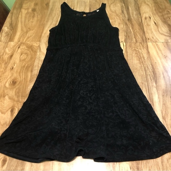 FREE People Black Lace Tank Sleeveless Dress Size Small Cutout Back 30” Floral - Picture 1 of 7